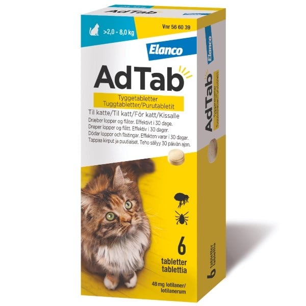 AdTab tyggetabletter til katte > 2,0 - 8,0 kg AdTab tyggetabletter til katte > 2,0 - 8,0 kg