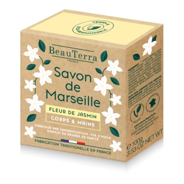 BeauTerra marseille solid soap jasmine flower