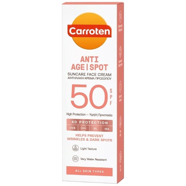 Carroten anti age spot suncare face cream SPF50
