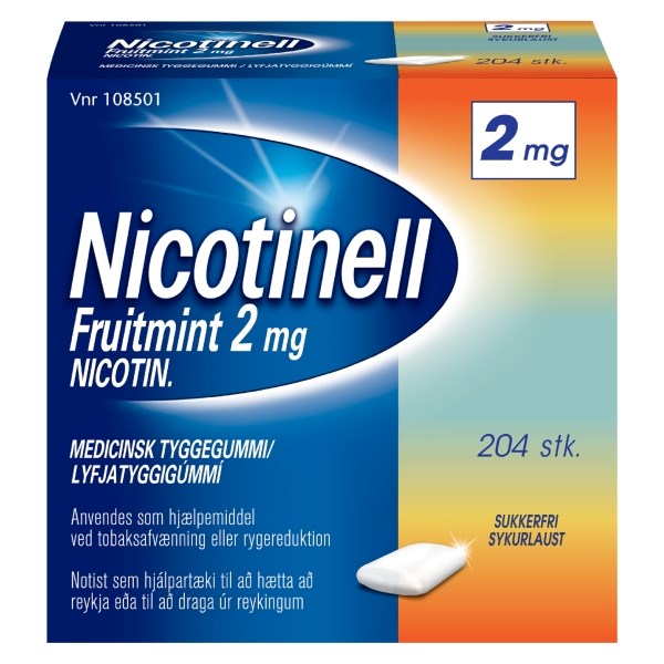 Nicotinell tyggegummi fruitmint - 204 stk. - Nikotintyggegummi til rygestop