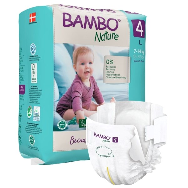 Bambo Nature bleer 4 - 24 stk. - Børnebleer 7-14 kg
