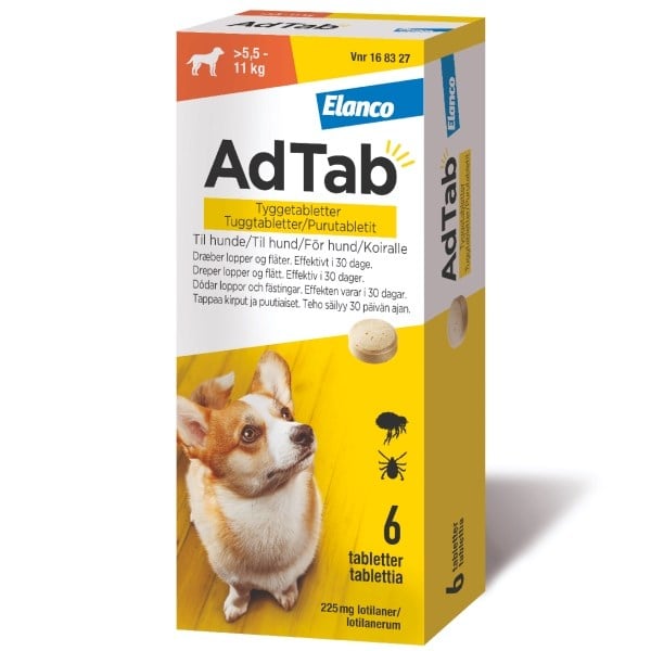 AdTab tyggetabletter til hunde > 5,5 - 11 kg AdTab tyggetabletter til hunde > 5,5 - 11 kg