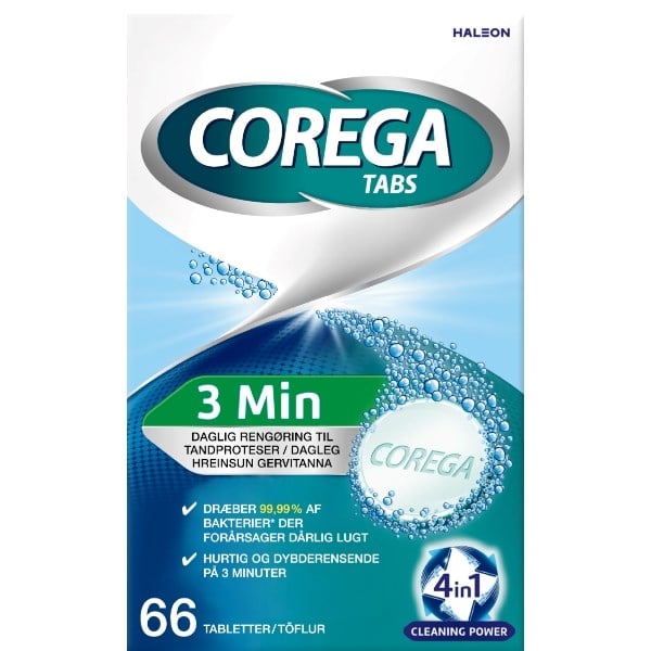 Corega tabs 3 minutter
