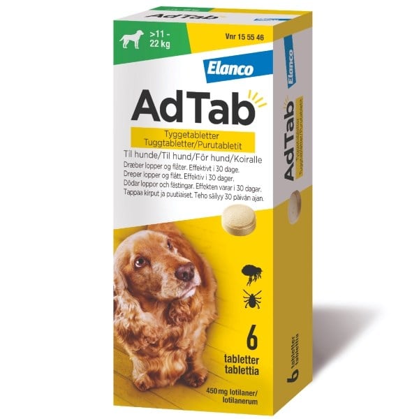 AdTab tyggetabletter til hunde > 11 - 22 kg AdTab tyggetabletter til hunde > 11 - 22 kg