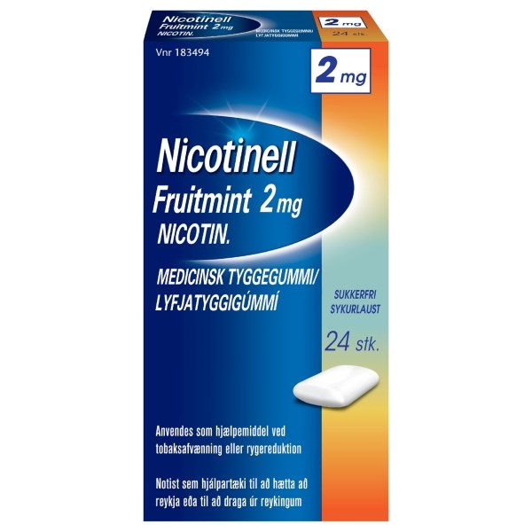 Nicotinell tyggegummi fruitmint - 24 stk. - Nikotintyggegummi til rygestop