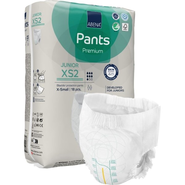 Abena pants premium junior XS2 - 18 stk. - Bukseble til juniorer fra 6-12 år