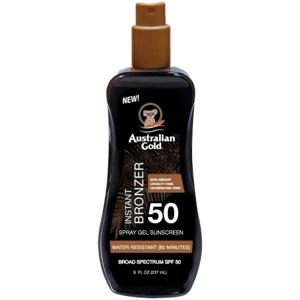 Australian Gold instant bronzer spray gel sunscreen SPF50