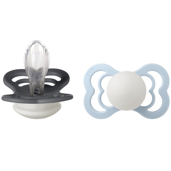 BIBS Supreme size 2 glow iron/baby blue