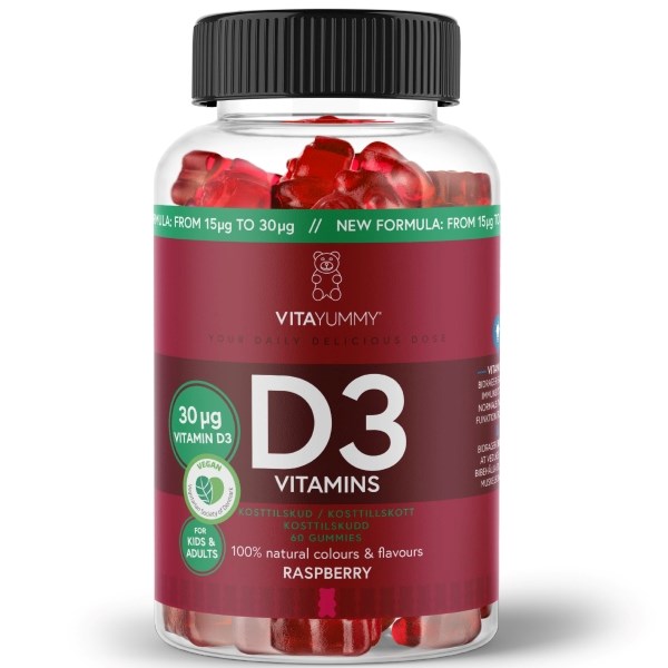 VitaYummy D3 vitamins raspberry - 60 stk. - Vitamin gummies med D3-vitamin