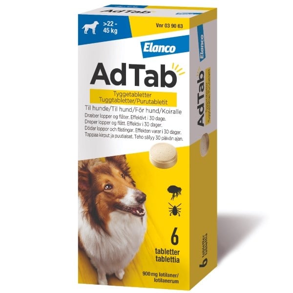 AdTab tyggetabletter til hunde > 22 - 45 kg AdTab tyggetabletter til hunde > 22 - 45 kg