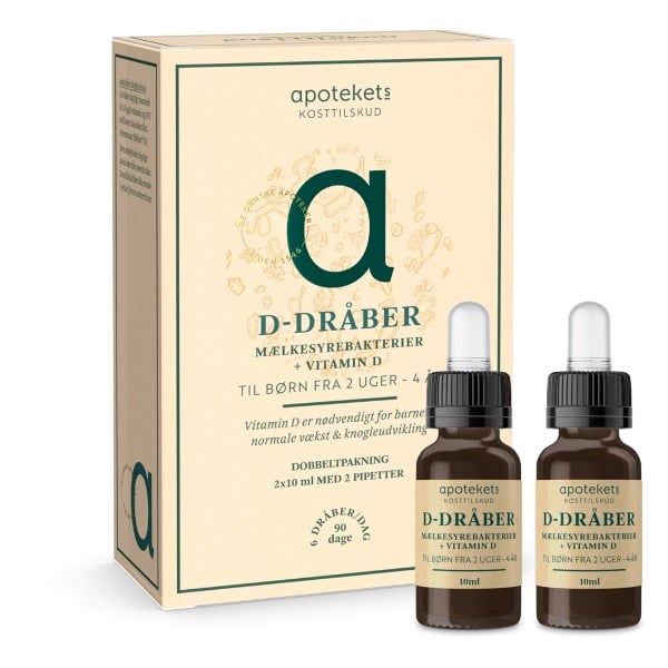 Apotekets D-dråber Mælkesyrebakterier + Vitamin D