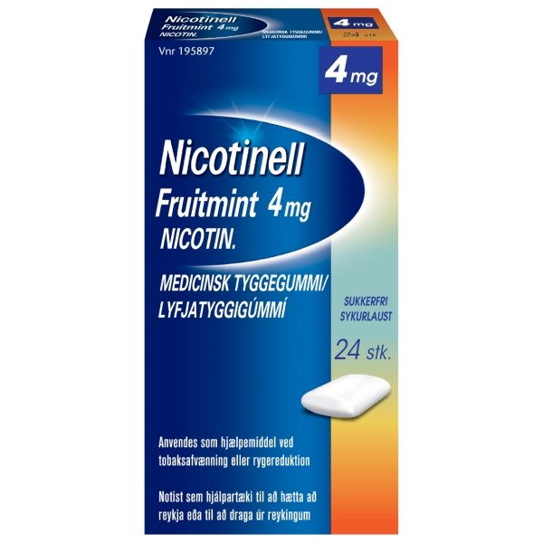 Nicotinell tyggegummi fruitmint - 24 stk. - Nikotintyggegummi til rygestop