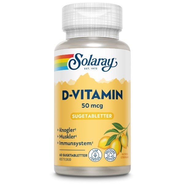 Solaray d-vitamin sugetabletter 50 mcg
