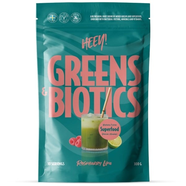 Heey! greens & biotics superfood raspberry lime