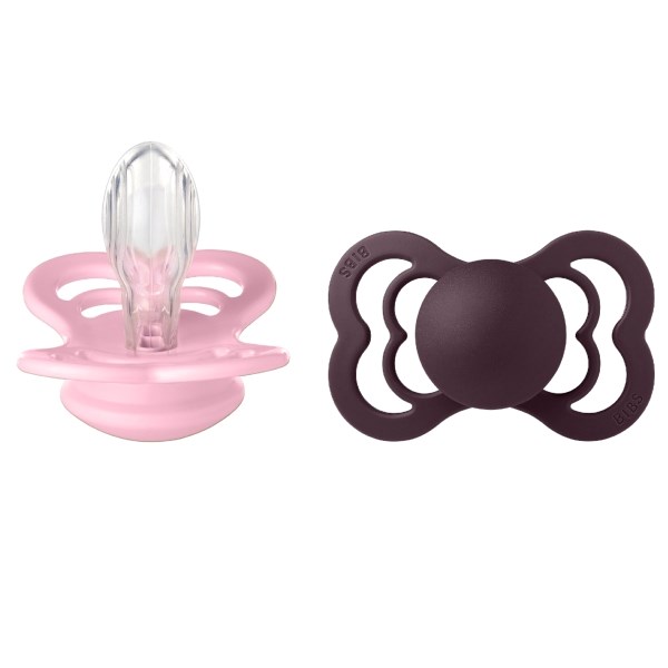 BIBS Supreme size 2 baby pink/plum