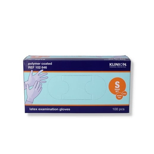 Klinion protection latexhandske pudderfri s