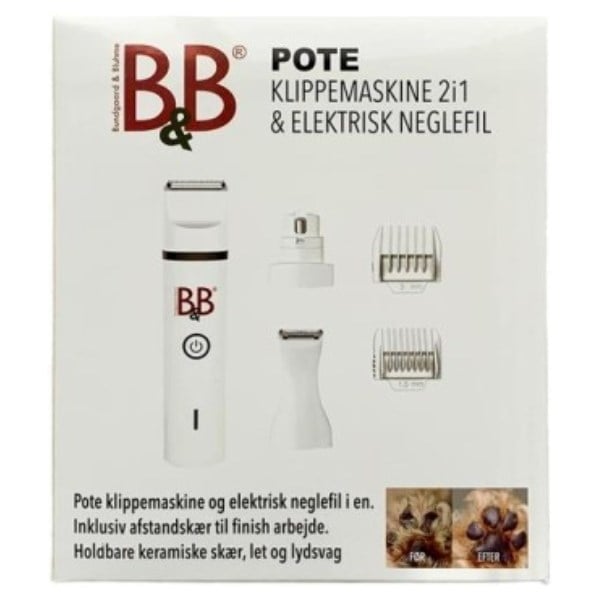 B&B pote klippemaskine 2i1 & elektrisk neglefil