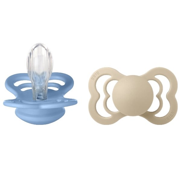 BIBS Supreme size 2 vanilla/sky blue